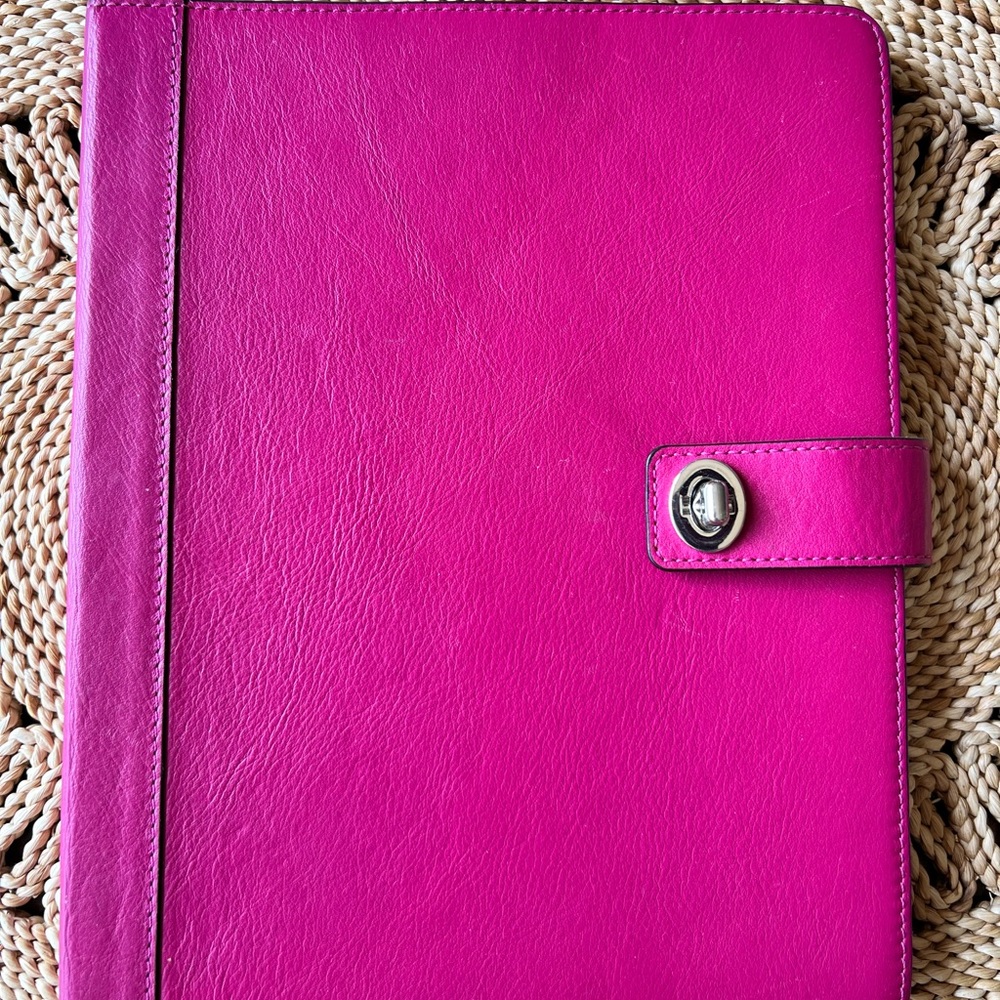 Pink Coach Large Leather Tablet Case
